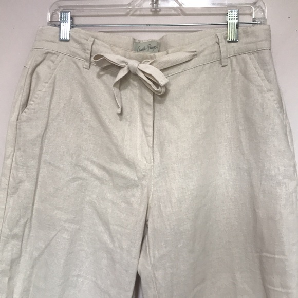 Charlie Paige tan linen blend capris pants size Medium - Picture 2 of 10